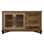 Distressed Wood Buffet Table with Shelving for Storage