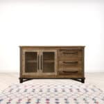 Distressed Wood Buffet Table with Shelving for Storage