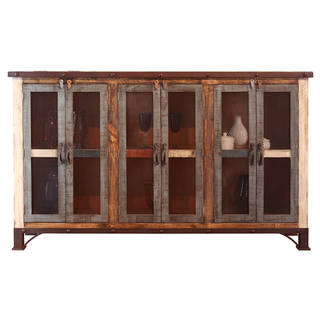 Distressed Solid Wood Credenza With Rustic Finish and Storage 1 Distressed Solid Wood Credenza With Rustic Finish and Storage