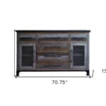 Rustic Distressed Wood Buffet Table with Shelves and Drawers