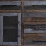 Rustic Distressed Wood Buffet Table with Shelves and Drawers