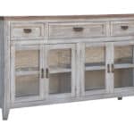Distressed White Solid and Manufactured Wood Credenza With Storage 6 Distressed White Solid and Manufactured Wood Credenza With Storage