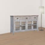 Distressed White Solid and Manufactured Wood Credenza With Storage 7 Distressed White Solid and Manufactured Wood Credenza With Storage
