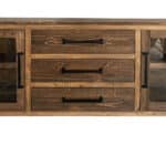 Brown Wood Distressed Buffet Table with Shelving and Storage