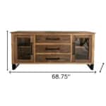 Brown Wood Distressed Buffet Table with Shelving and Storage