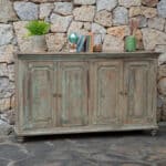 Distressed Green Solid Wood Credenza with Shelving and Storage 8 Distressed Green Solid Wood Credenza with Shelving and Storage