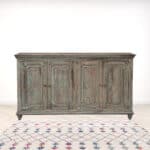 Distressed Green Solid Wood Credenza with Shelving and Storage 7 Distressed Green Solid Wood Credenza with Shelving and Storage