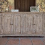 Distressed Rustic Green Solid and Manufactured Wood Storage Credenza