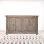 Distressed Rustic Green Solid and Manufactured Wood Storage Credenza
