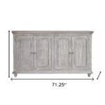 Distressed Driftwood Solid Wood Credenza with Shelving and Storage