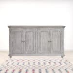 Distressed Driftwood Solid Wood Credenza with Shelving and Storage