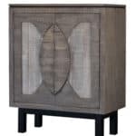 Rustic Distressed Gray Wood Buffet Table with Shelves and Storage