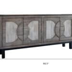 Distressed Gray Solid Wood Credenza with Fixed Shelf Storage