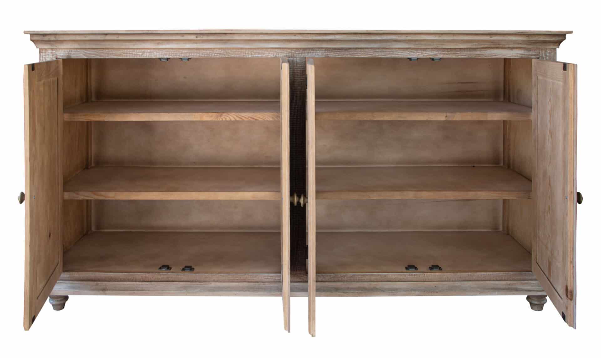Distressed Mango and Pine Wood Credenza With Shelving 72 Inch 2 Distressed Mango and Pine Wood Credenza With Shelving 72 Inch - Image 2