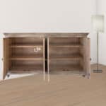 Distressed Mango and Pine Wood Credenza With Shelving 72 Inch 8 Distressed Mango and Pine Wood Credenza With Shelving 72 Inch