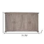 Distressed Rustic Wood Credenza with Shelving and Driftwood Finish