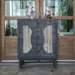Rustic Black Distressed Wood Buffet Table with Storage Shelving 9 Rustic Black Distressed Wood Buffet Table with Storage Shelving