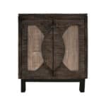 Rustic Two-Tone Distressed Wood Buffet Table With Storage Shelves 6 Rustic Two-Tone Distressed Wood Buffet Table With Storage Shelves