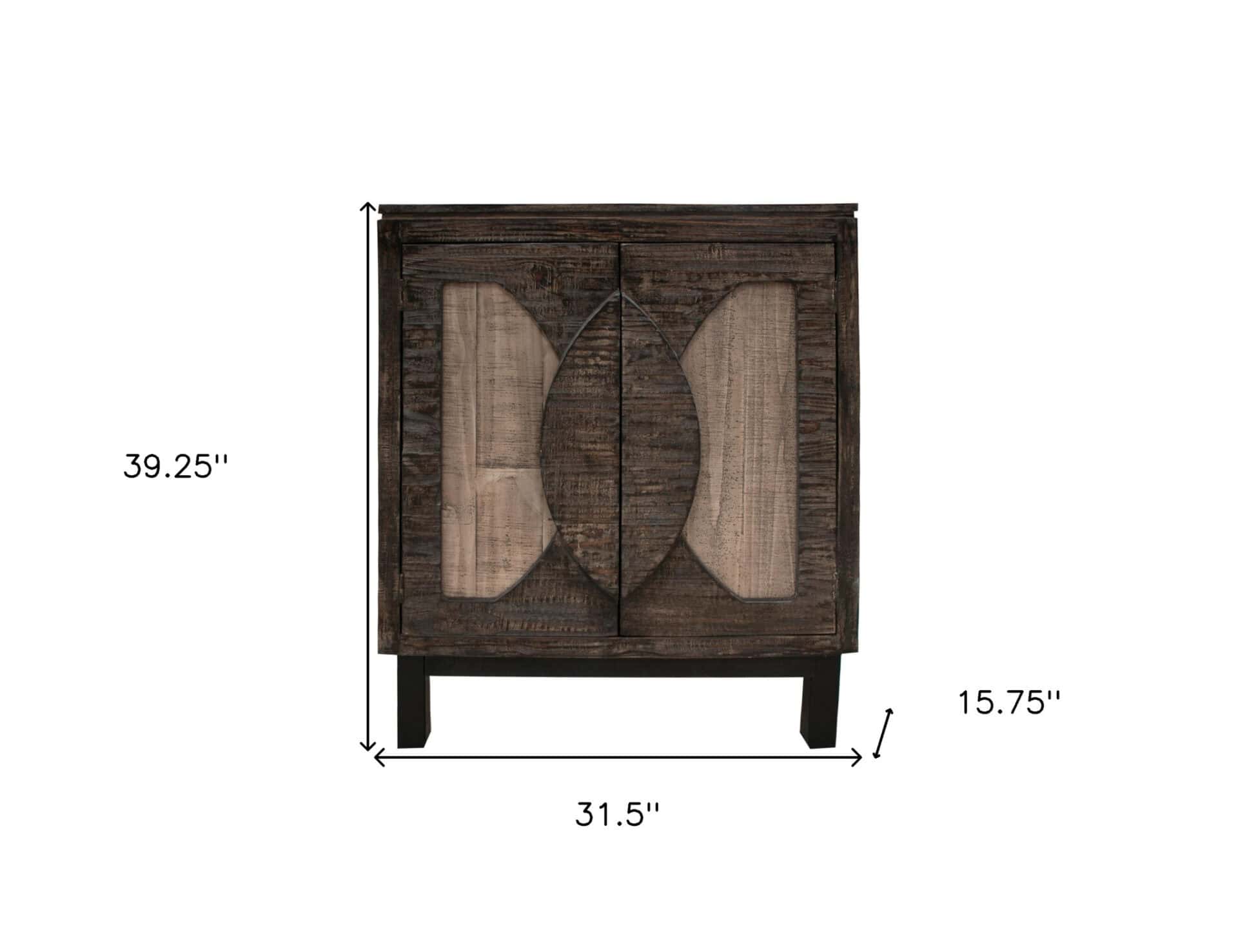 Rustic Two-Tone Distressed Wood Buffet Table With Storage Shelves 5 Rustic Two-Tone Distressed Wood Buffet Table With Storage Shelves - Image 5