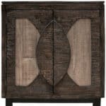 Rustic Two-Tone Distressed Wood Buffet Table With Storage Shelves 9 Rustic Two-Tone Distressed Wood Buffet Table With Storage Shelves