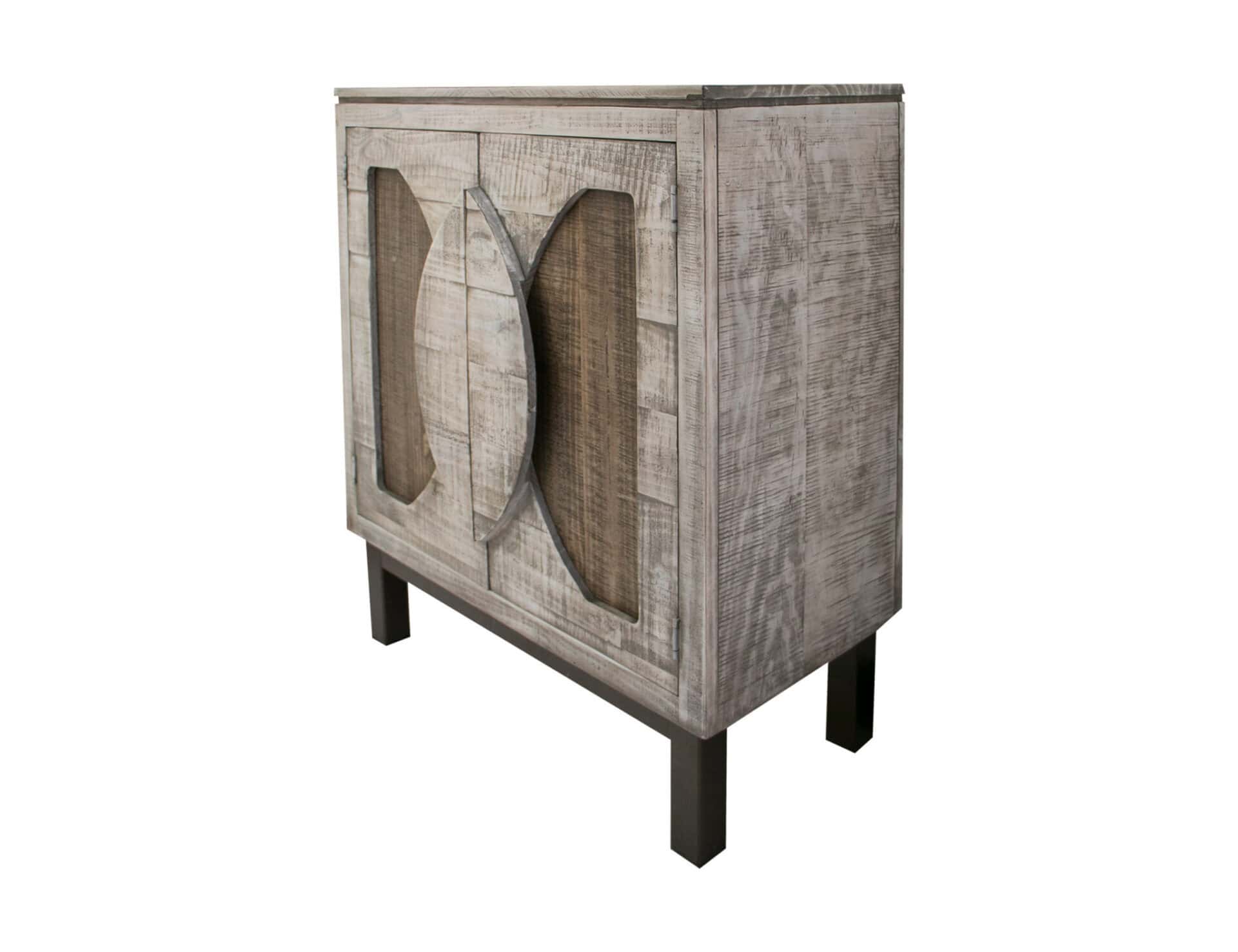 Distressed White Wood Buffet Table with Shelves and Storage 2 Distressed White Wood Buffet Table with Shelves and Storage - Image 2