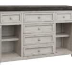 Distressed Antiqued White Buffet Table with Storage and Shelving 6 Distressed Antiqued White Buffet Table with Storage and Shelving