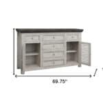 Distressed Antiqued White Buffet Table with Storage and Shelving 10 Distressed Antiqued White Buffet Table with Storage and Shelving