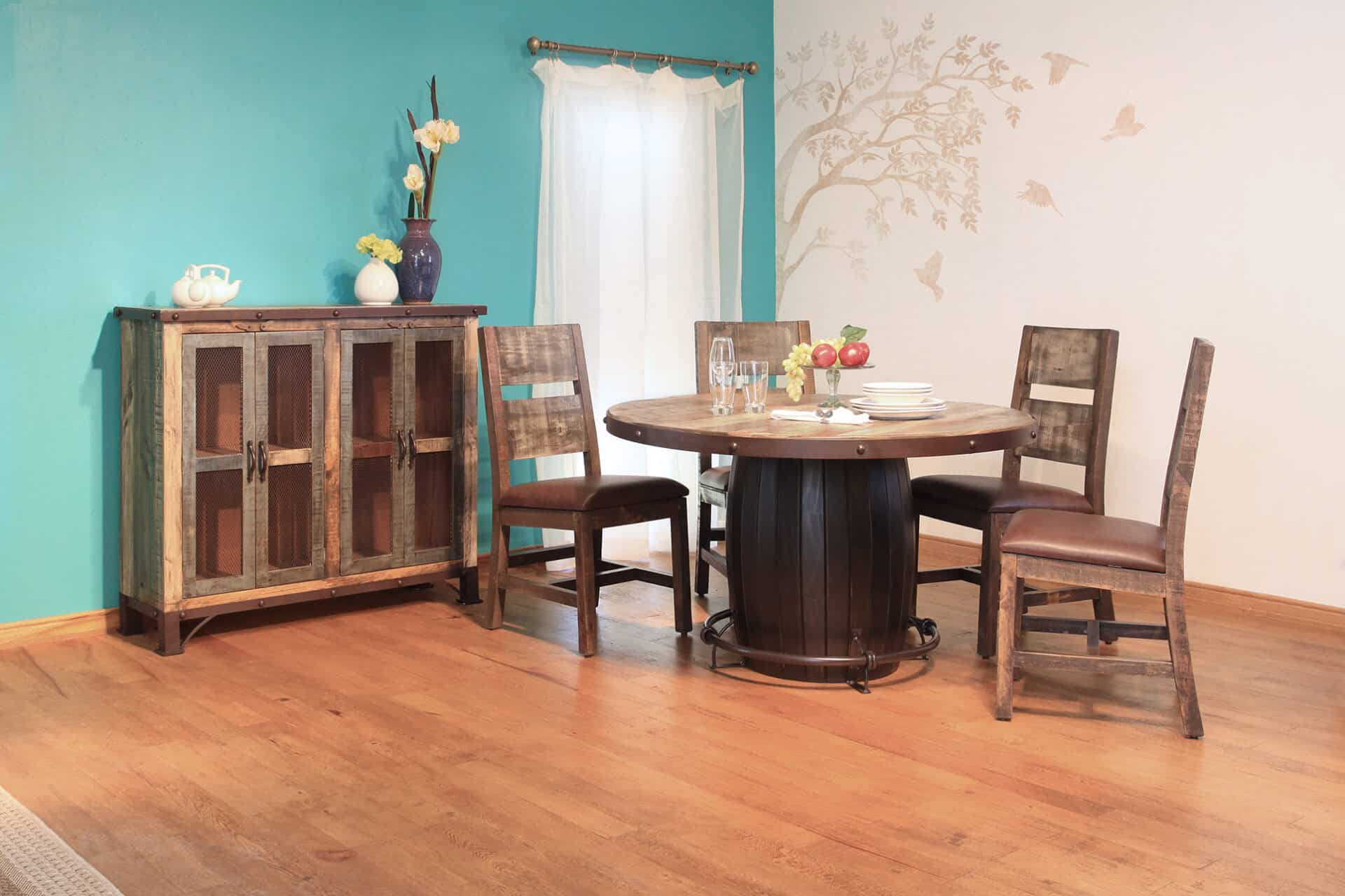 Distressed Solid Wood Buffet Cabinet with Storage Shelves (Single) 4 Distressed Solid Wood Buffet Cabinet with Storage Shelves (Single) - Image 4