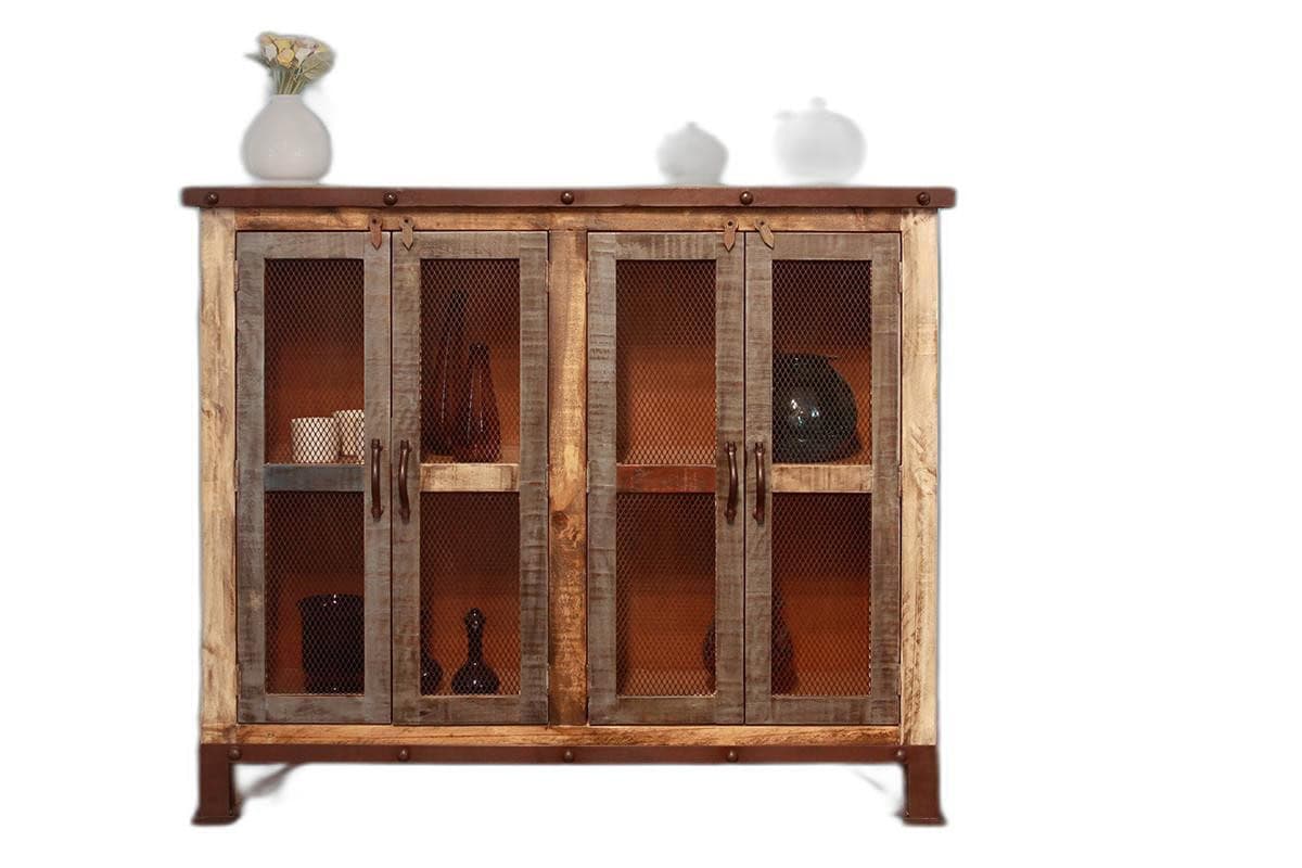 Distressed Solid Wood Buffet Cabinet with Storage Shelves (Single) 1 Distressed Solid Wood Buffet Cabinet with Storage Shelves (Single)