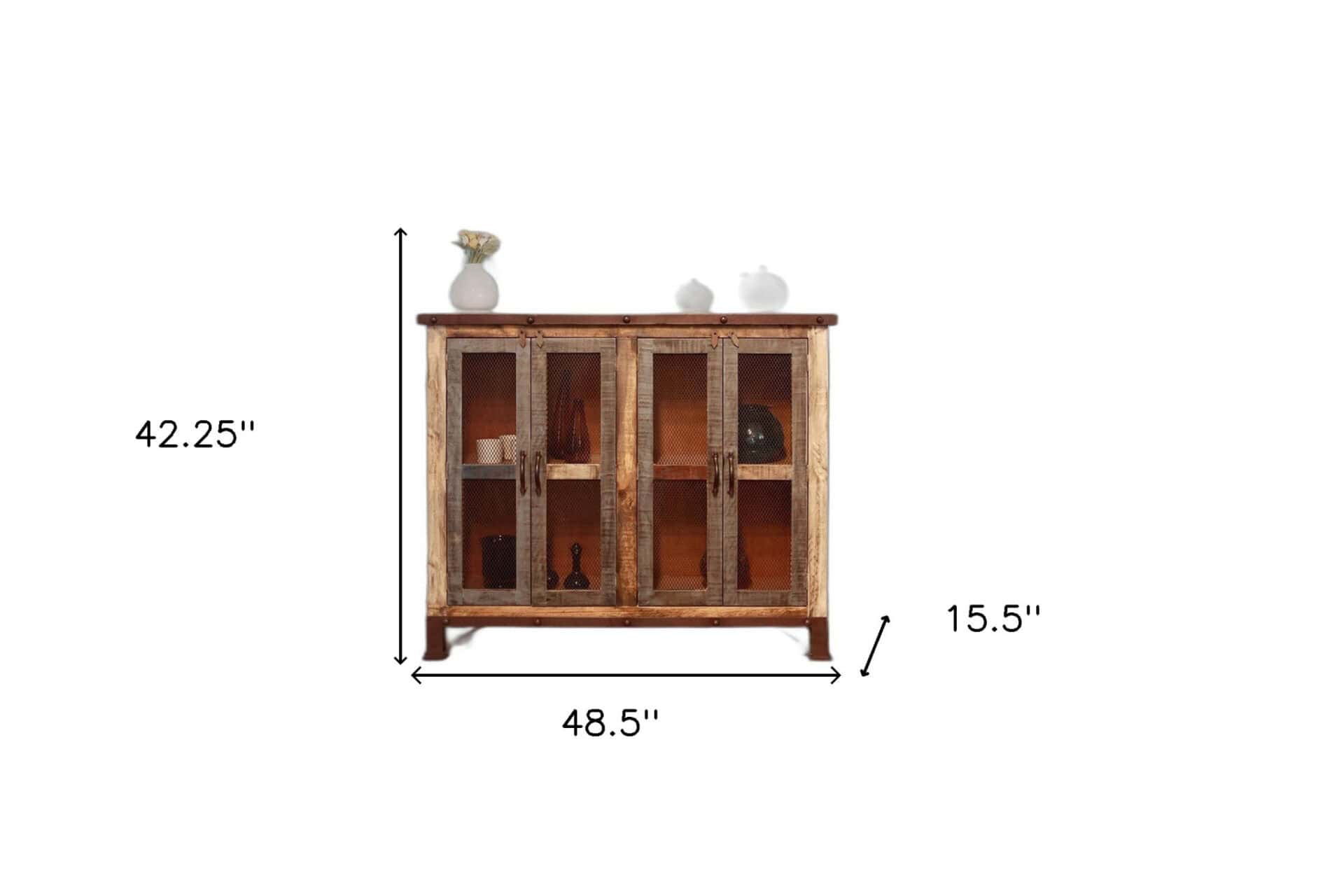 Distressed Solid Wood Buffet Cabinet with Storage Shelves (Single) 6 Distressed Solid Wood Buffet Cabinet with Storage Shelves (Single) - Image 6