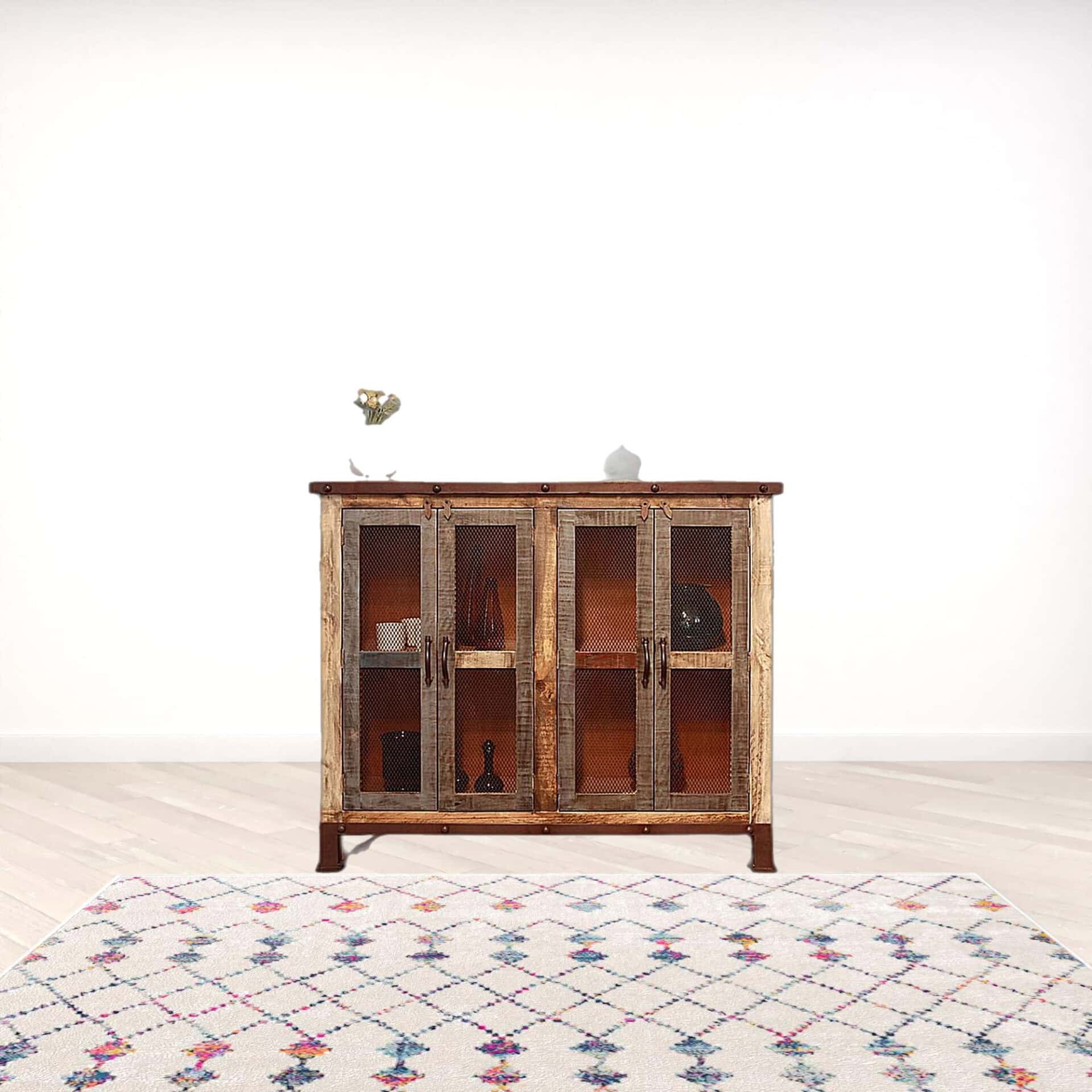 Distressed Solid Wood Buffet Cabinet with Storage Shelves (Single) 2 Distressed Solid Wood Buffet Cabinet with Storage Shelves (Single) - Image 2