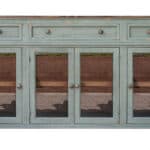 Sage Green Distressed Wood Credenza with Shelving and Storage 7 Sage Green Distressed Wood Credenza with Shelving and Storage