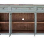 Sage Green Distressed Wood Credenza with Shelving and Storage 6 Sage Green Distressed Wood Credenza with Shelving and Storage