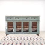 Sage Green Distressed Wood Credenza with Shelving and Storage 8 Sage Green Distressed Wood Credenza with Shelving and Storage