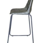 27 Inch Green and Black Leather Iron Counter Height Bar Stool