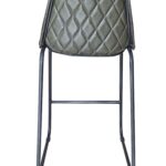 27 Inch Green and Black Leather Iron Counter Height Bar Stool