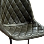 27 Inch Green and Black Leather Iron Counter Height Bar Stool