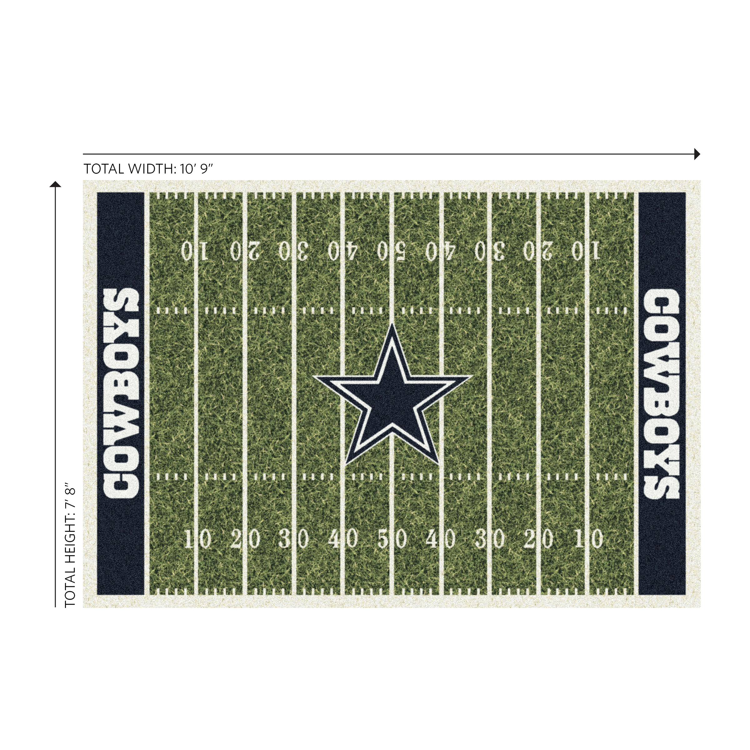 dallas cowboys 8x11 football field homefield area rug