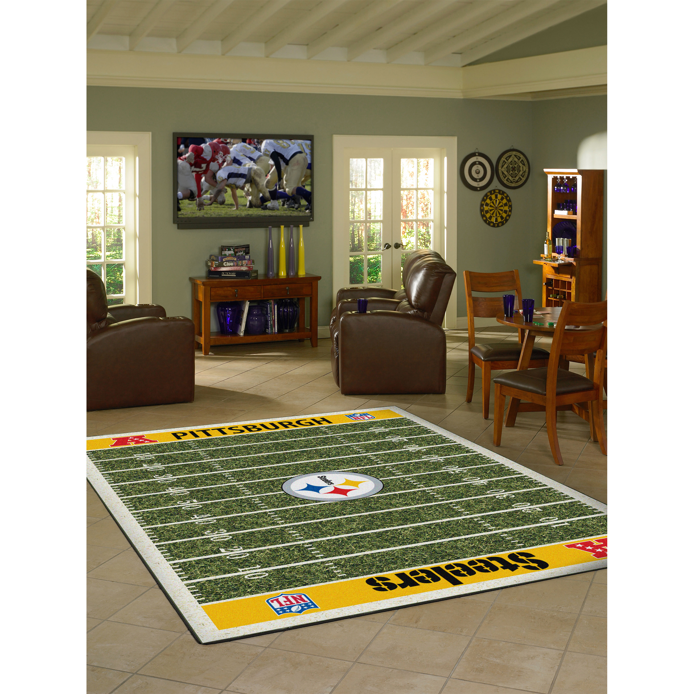 pittsburgh steelers 8x11 homefield football field premium nylon rug