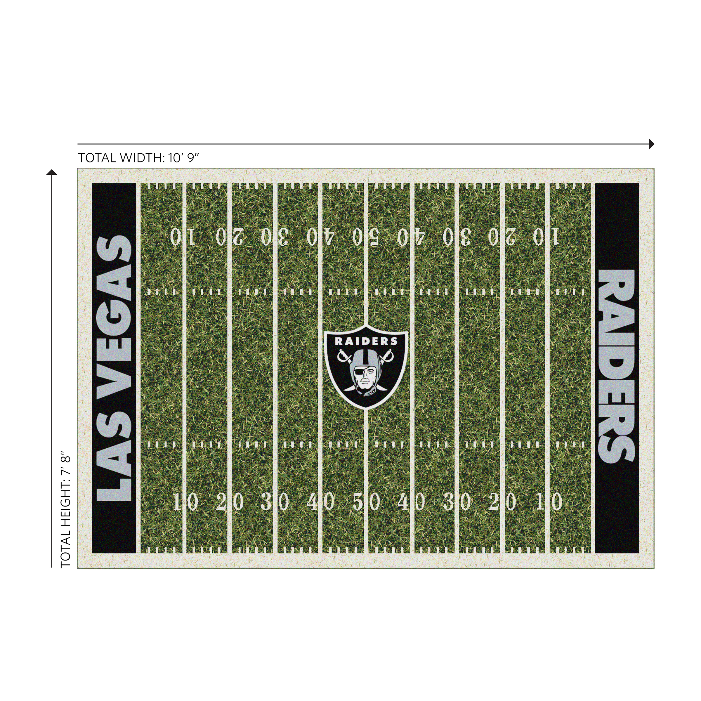 las vegas raiders 8x11 homefield football field area rug