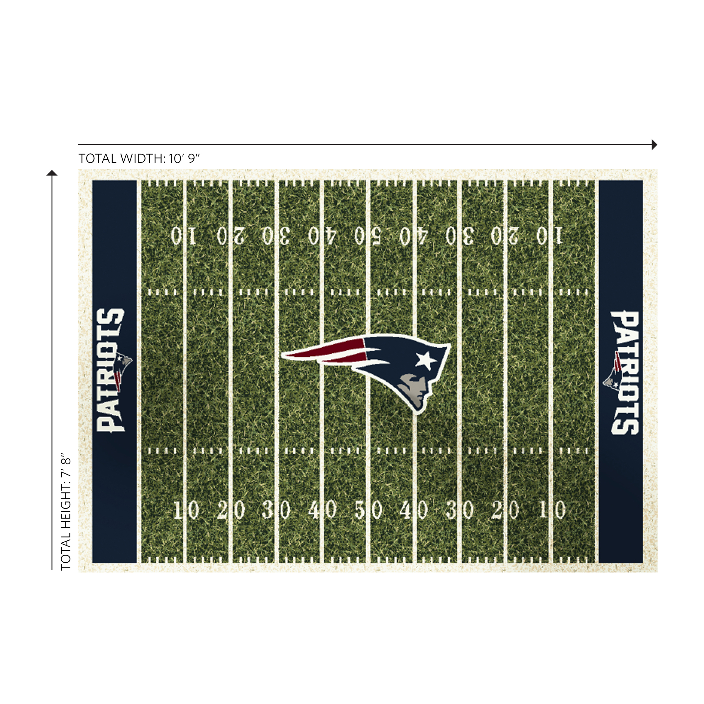 patriots 8x11 homefield football field premium nylon area rug