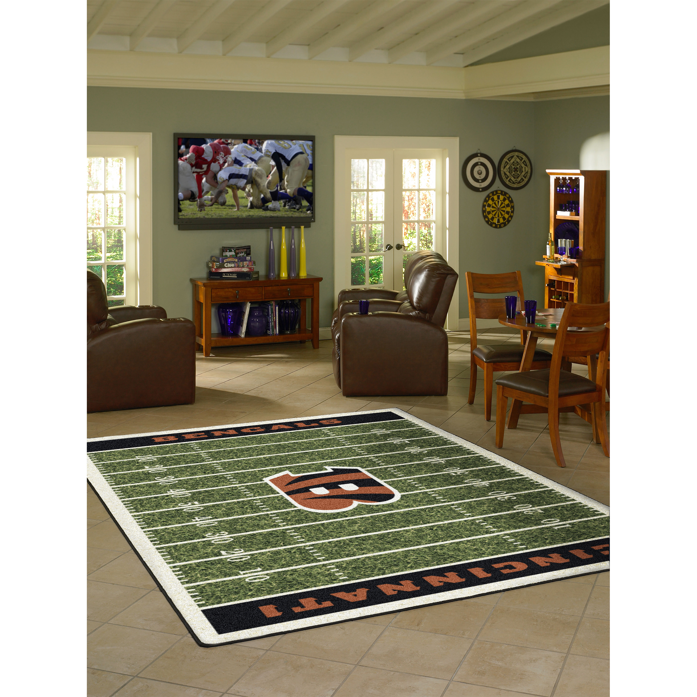 cincinnati bengals 8x11 football field area rug homefield collection