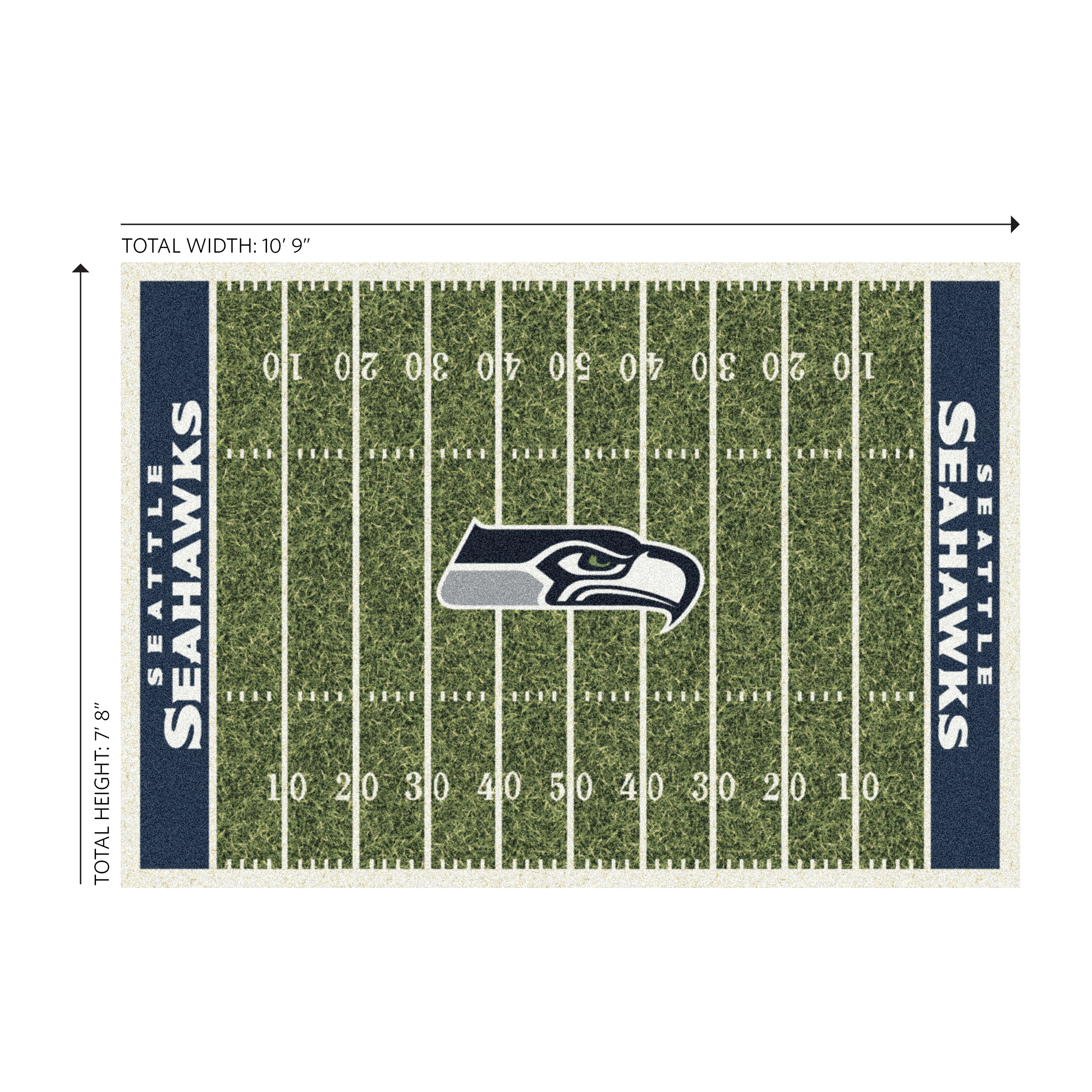 seahawks 8x11 homefield football field premium nylon area rug