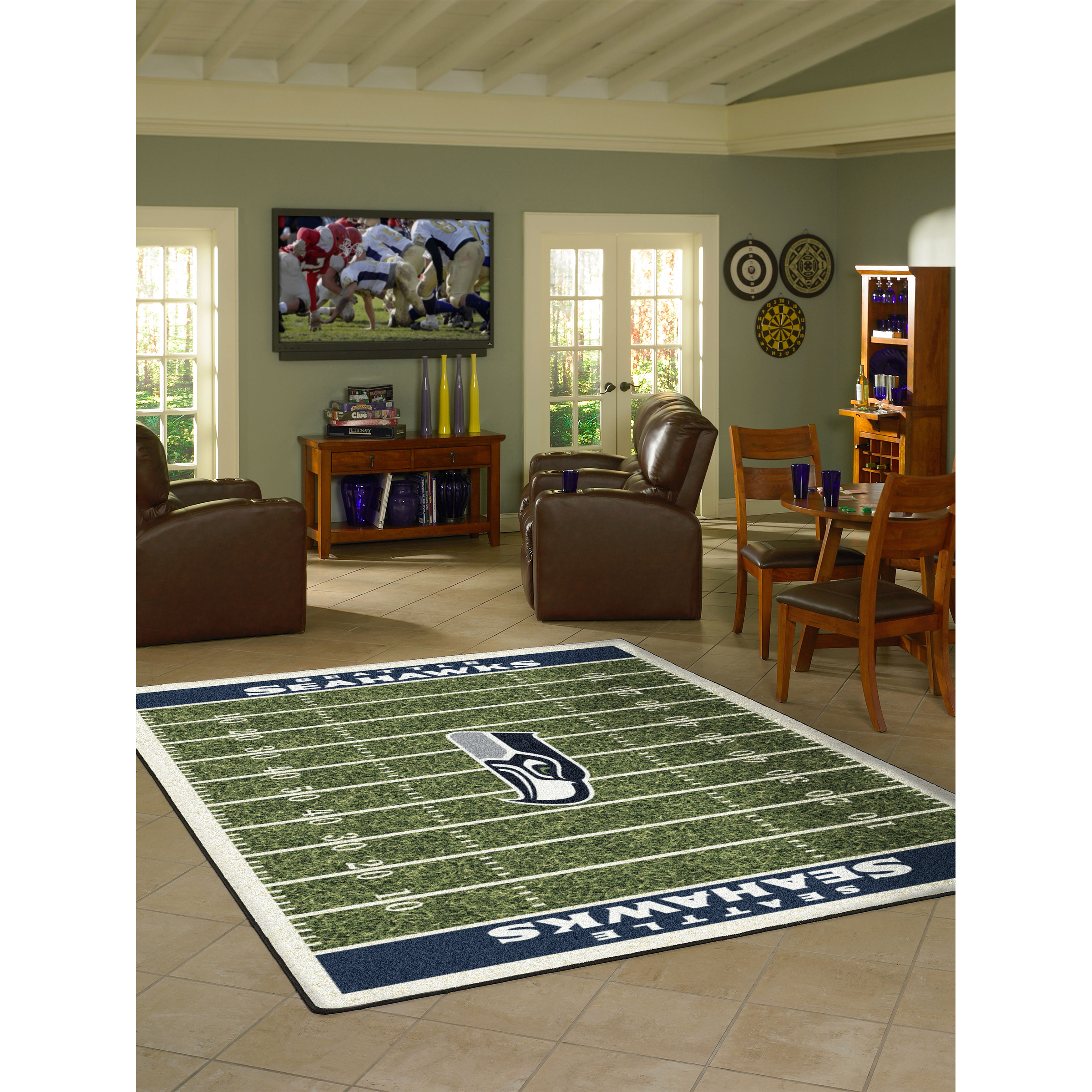 seahawks 8x11 homefield football field premium nylon area rug