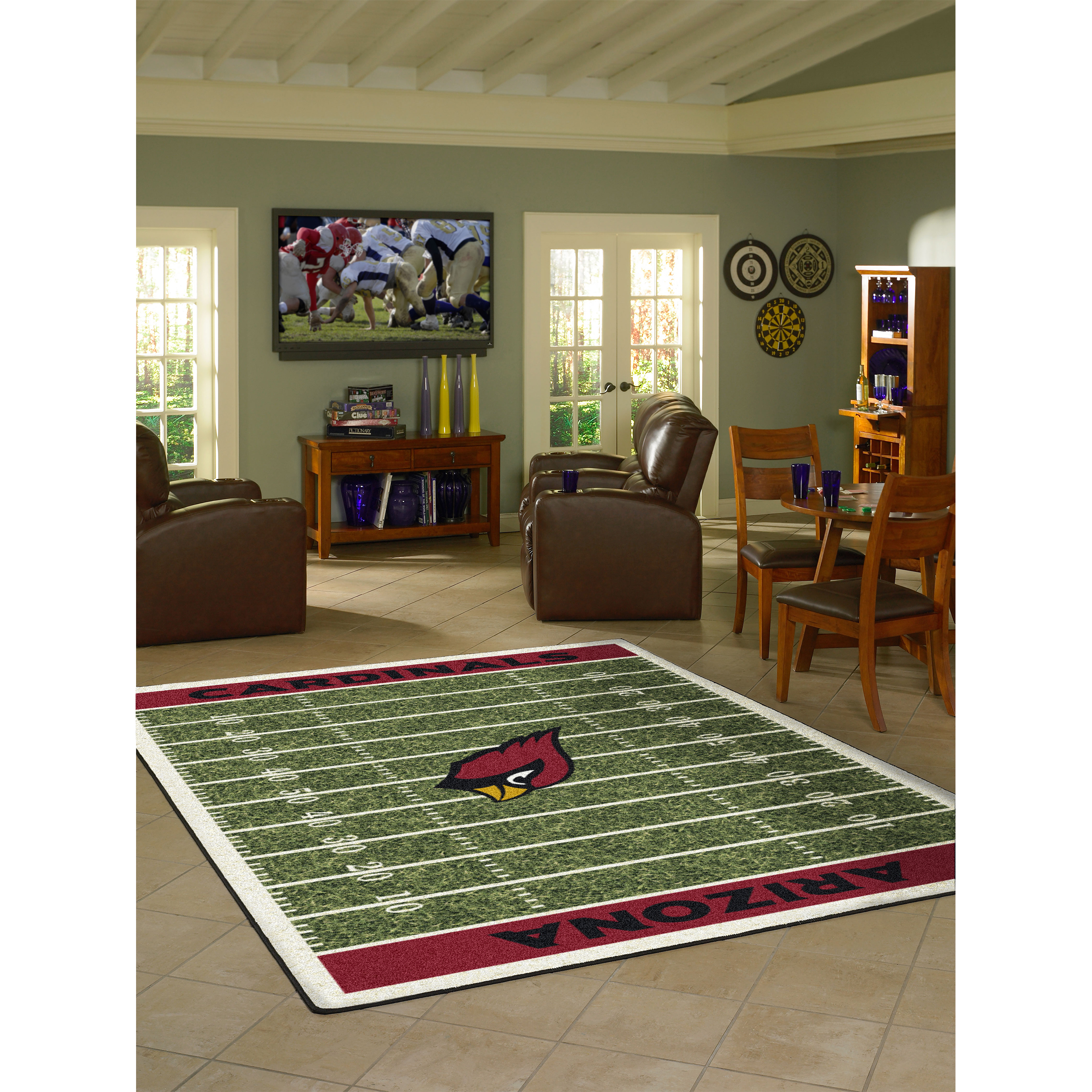 arizona cardinals 8x11 homefield football field premium nylon rug
