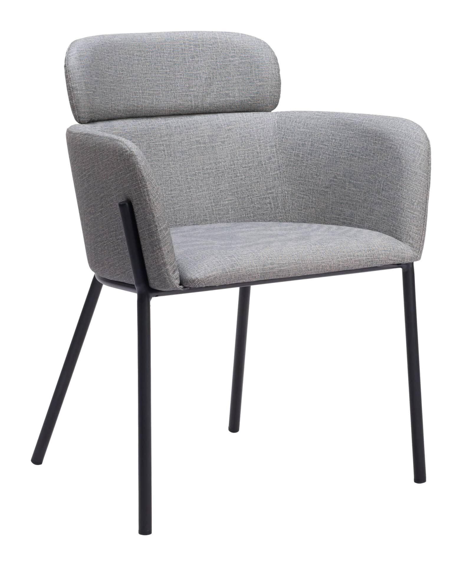 Modern Slate Gray Dining Chairs with Steel Frame and Vinyl Upholstery (Set of 2) 1 Modern Slate Gray Dining Chairs with Steel Frame and Vinyl Upholstery (Set of 2)