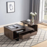 47 Inch Brown And Black Lift Top Coffee Table With Storage