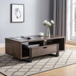47 Inch Brown And Black Lift Top Coffee Table With Storage