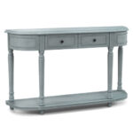 52 Inch Blue Vintage Console Table with Drawers and Shelf 11 52 Inch Blue Vintage Console Table with Drawers and Shelf