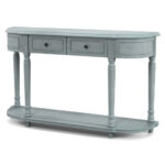 52 Inch Blue Vintage Console Table with Drawers and Shelf 14 52 Inch Blue Vintage Console Table with Drawers and Shelf